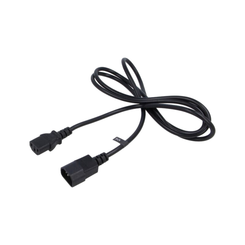 Cablu; 3x0,75mm2; IEC C13 mamă,IEC C14 tată; PVC; 1,8m; negru; 10A