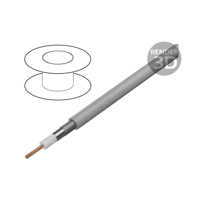 Cablu: coaxial; H155,RG58; 1x16AWG; litat; Cu; PVC; gri; 100m; 328ft Cablu: coaxial; H155,RG58; 1x16AWG; litat; Cu; PVC; gri; 100m; 328ft