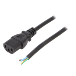 Cablu; 3x0,75mm2; IEC C13 mamă,cabluri; PVC; 1,8m; negru; 10A; 250V