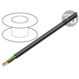 Cablu; H05VV-F,OWY; 3G2,5mm2; rotund; litat; Cu; PVC; negru; Clasa: 5
