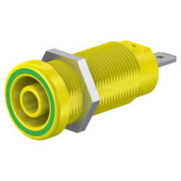 Conector: banană 4mm; soclu; 24A; 1kV; galben-verde; nichelat