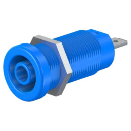 Conector: banană 4mm; soclu; 24A; 1kV; albastră; nichelat; pe panou