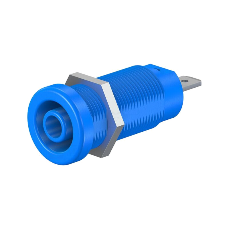 Conector: banană 4mm; soclu; 24A; 1kV; albastră; nichelat; pe panou