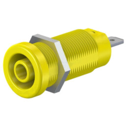 Conector: banană 4mm; soclu; 24A; 1kV; galbenă; nichelat; pe panou