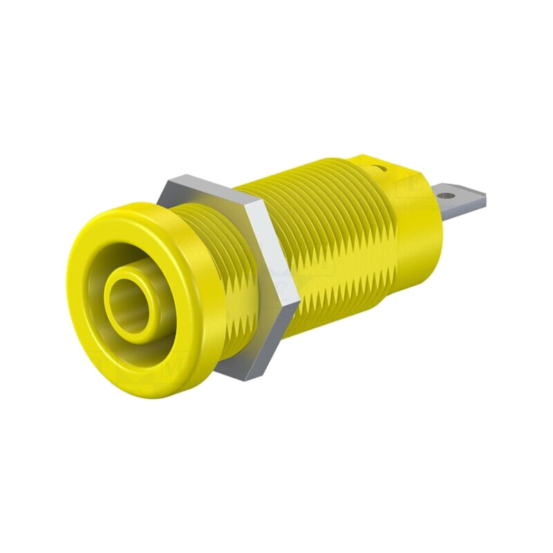 Conector: banană 4mm; soclu; 24A; 1kV; galbenă; nichelat; pe panou
