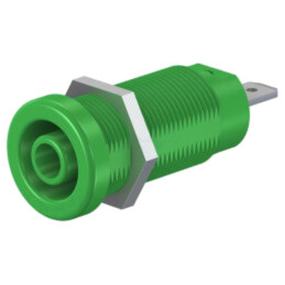 Conector: banană 4mm; soclu; 24A; 1kV; verde; nichelat; pe panou