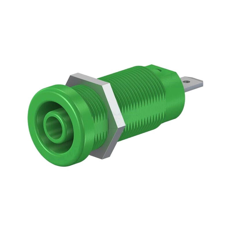 Conector: banană 4mm; soclu; 24A; 1kV; verde; nichelat; pe panou