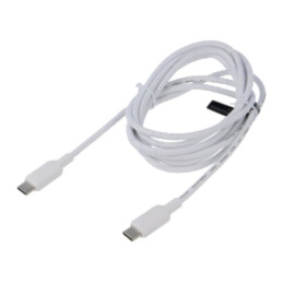 Cablu; USB 2.0; USB C mufă,din ambele părţi; nichelat; 2m; alb
