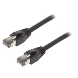 Patch cord; S/FTP; Cat 8.1; litat; Cu; LSZH; negru; 0,5m; 26AWG