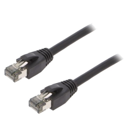 Patch cord; S/FTP; Cat 8.1; litat; Cu; LSZH; negru; 0,5m; 26AWG