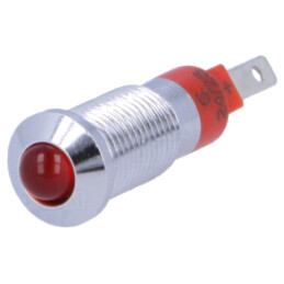 Lampă de control: LED; convex; roşie; 24÷28VDC; Ø8,2mm; IP40; metal