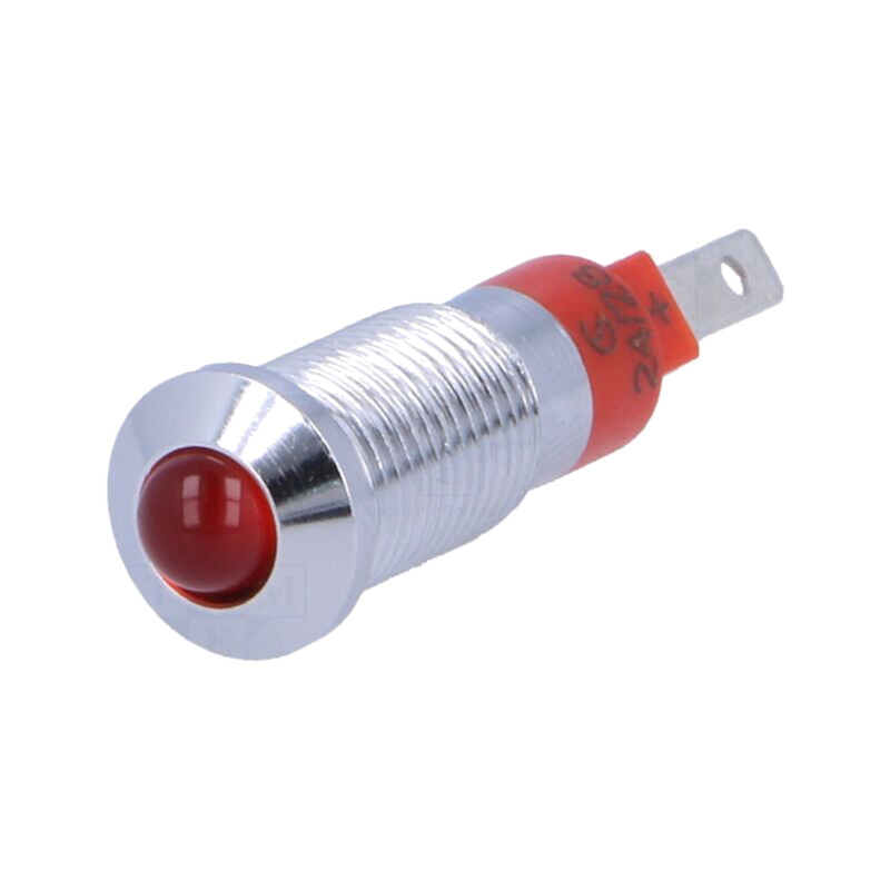 Lampă de control: LED; convex; roşie; 24÷28VDC; Ø8,2mm; IP40; metal