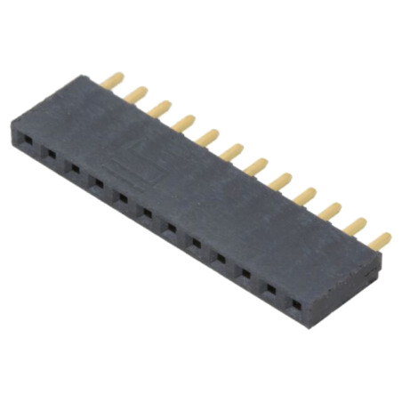 Conector: şiruri pini; mamă; PIN: 12; 2,54mm; aurit; THT; soclu
