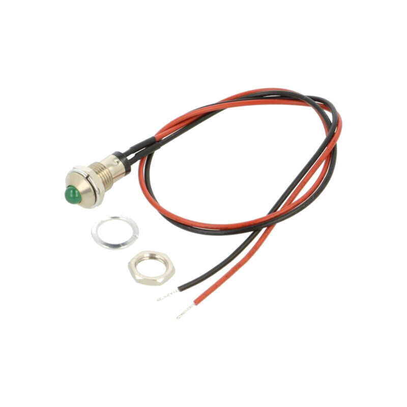 Lampă de control: LED; convex; verde; 2,1VDC; Ø8mm; MPC; metal; 2mcd