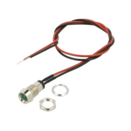 Lampă de control: LED; concav; verde; 5VDC; Ø8mm; metal; ØLED: 5mm