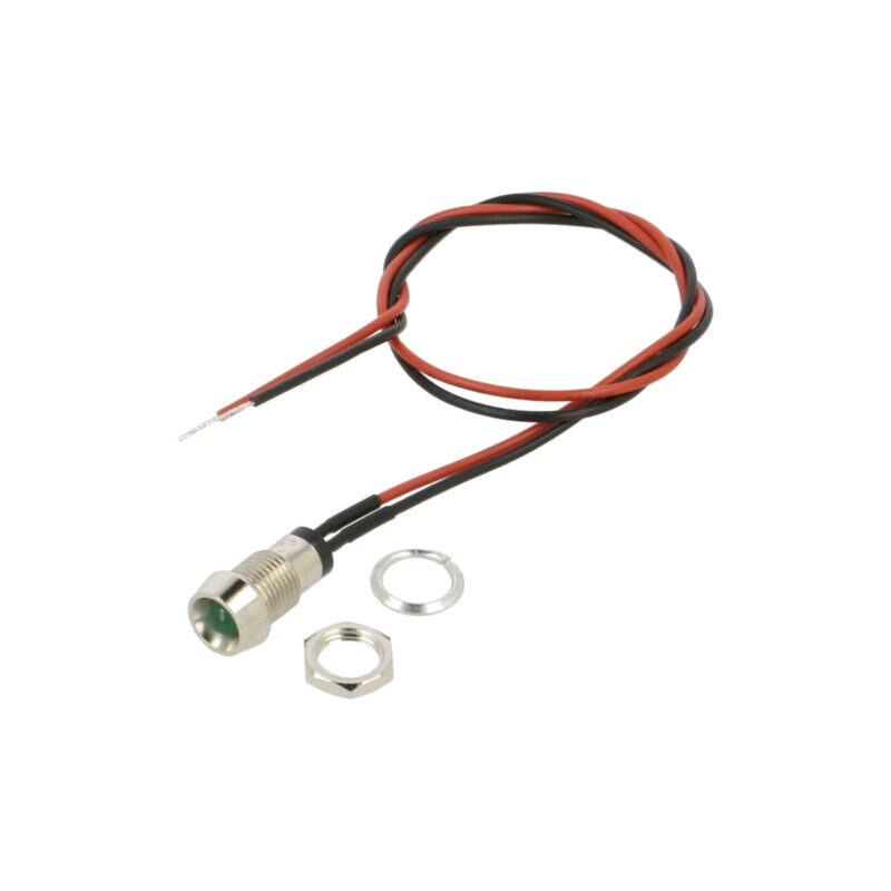Lampă de control: LED; concav; verde; 5VDC; Ø8mm; metal; ØLED: 5mm