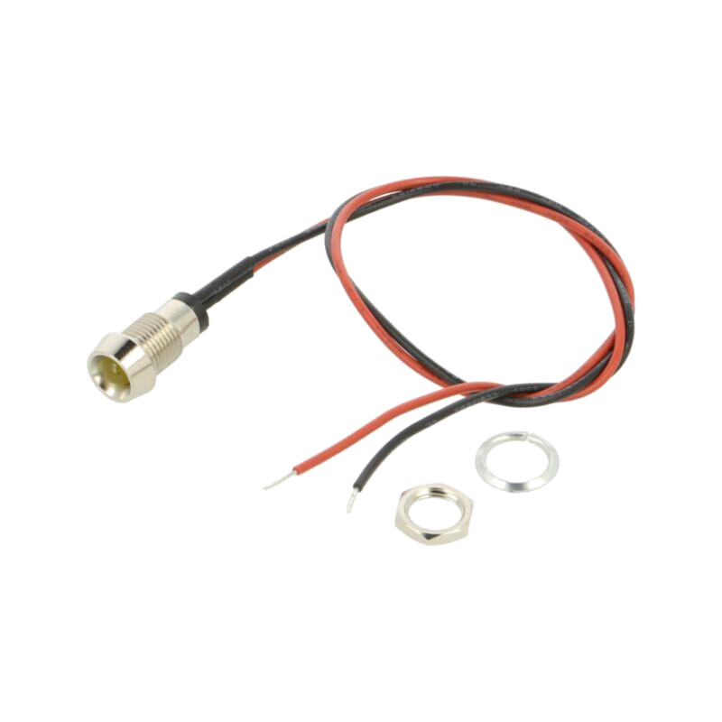Lampă de control: LED; concav; galbenă; 2VDC; Ø8mm; metal; ØLED: 5mm