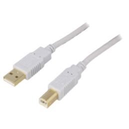 Cablu; USB 2.0; USB A mufă,USB B mufă; aurit; 5m; gri; Fire: CCA