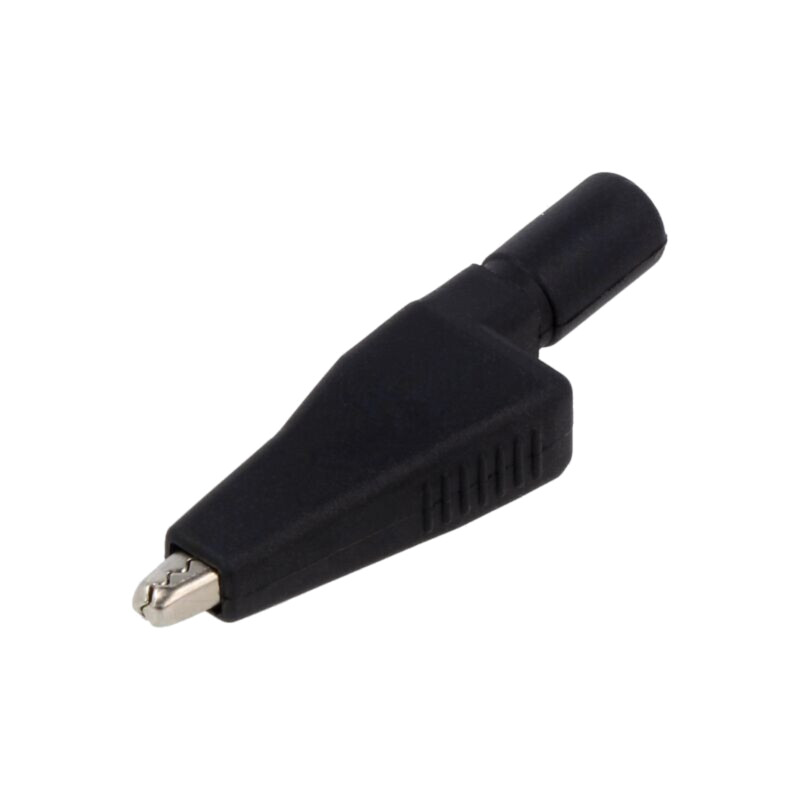 Bornă crocodil; 10A; neagră; Capacitate prindere: max.7,9mm