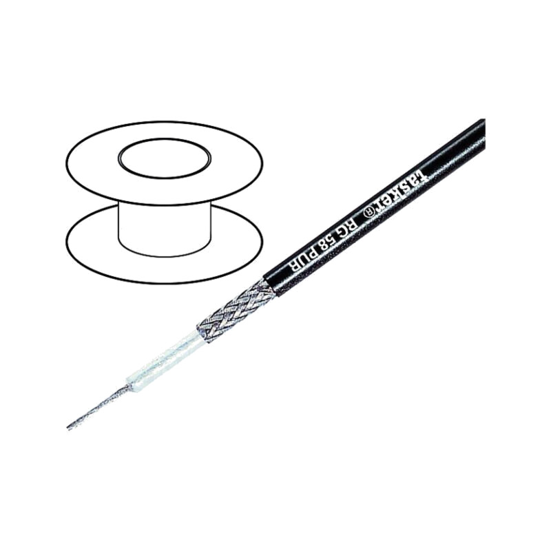 Cablu: coaxial; RG58; litat; OFC; PUR; negru; 100m; Øcablu: 5mm