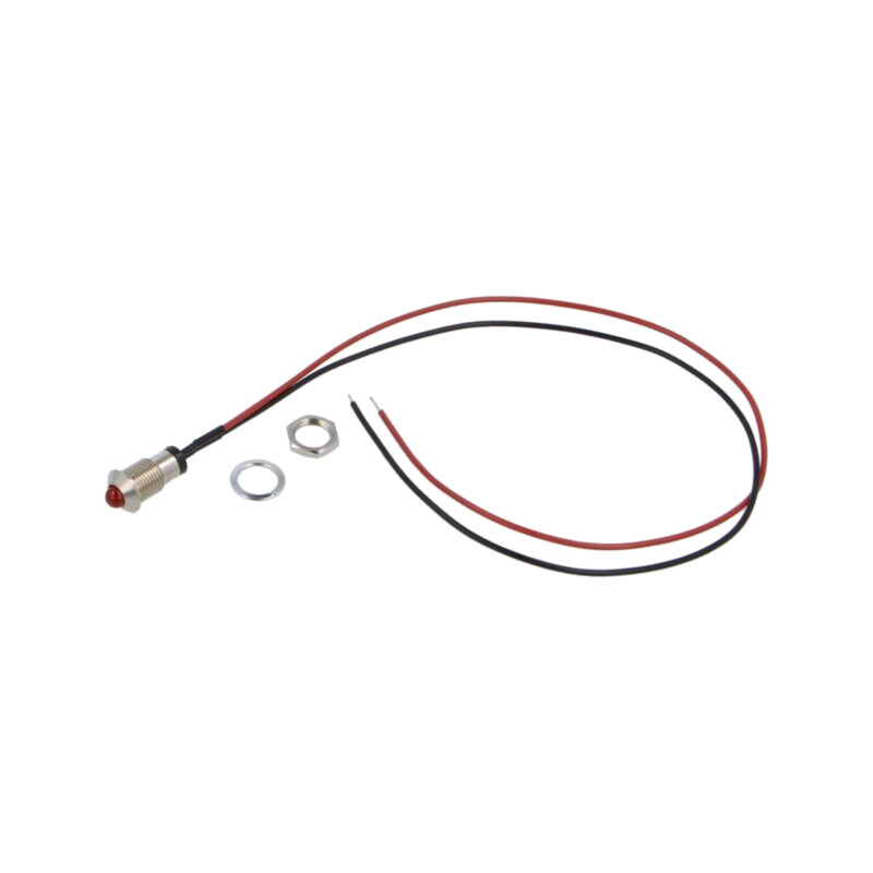 Lampă de control: LED; convex; roşie; 2,1VDC; Ø8mm; MPC; metal; 2mcd