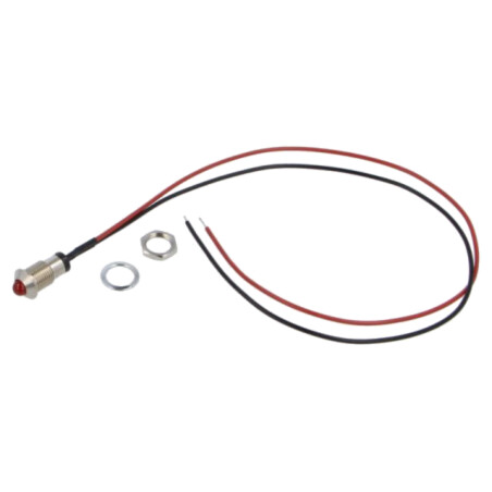 Lampă de control: LED; convex; roşie; 2,1VDC; Ø8mm; MPC; metal; 2mcd
