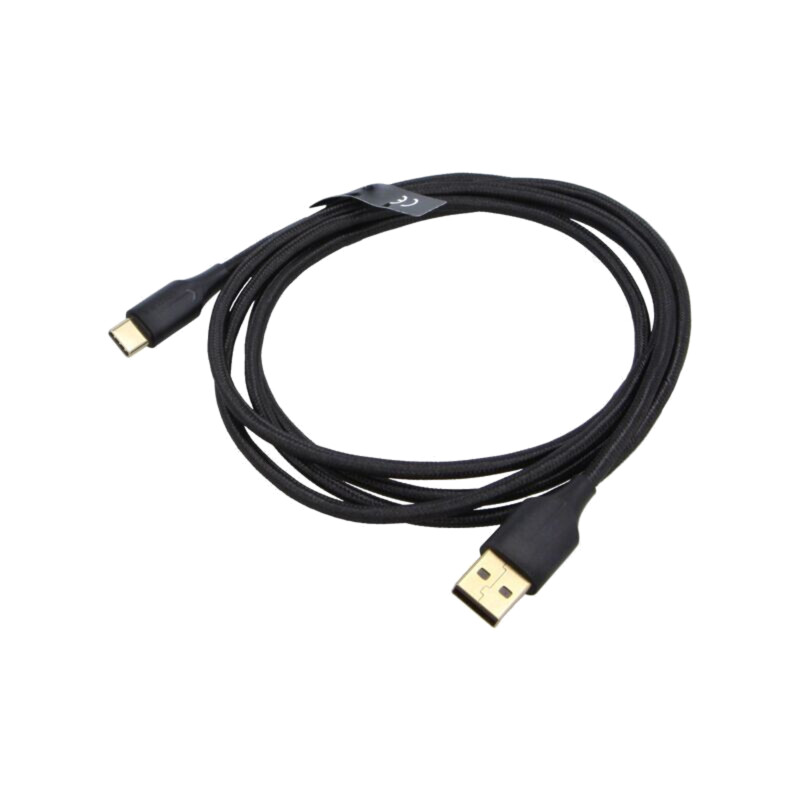 Cablu; USB 2.0; USB A mufă,USB C mufă; aurit; 1,5m; negru; textilă