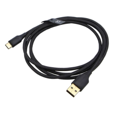 Cablu; USB 2.0; USB A mufă,USB C mufă; aurit; 1,5m; negru; textilă