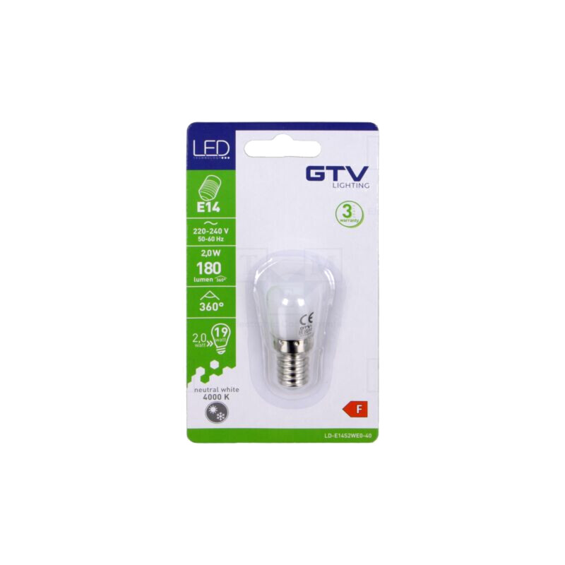 Lampă LED; alb neutru; E14; 230VAC; 180lm; 2W; 360°; 4000K