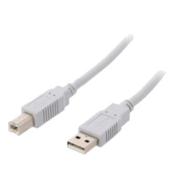 Cablu; USB 2.0; USB A mufă,USB B mufă; 2m; gri deschis