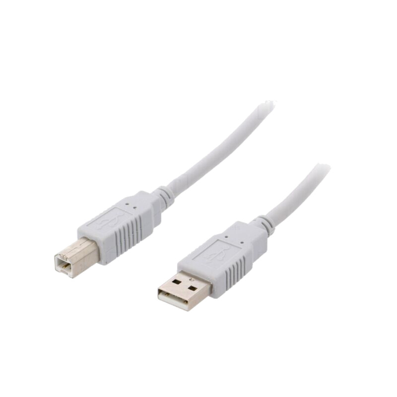 Cablu; USB 2.0; USB A mufă,USB B mufă; 2m; gri deschis