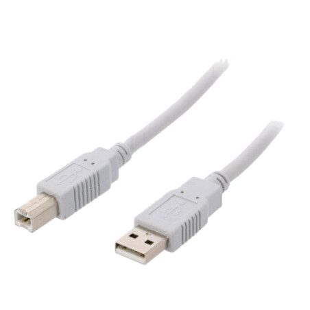 Cablu; USB 2.0; USB A mufă,USB B mufă; 2m; gri deschis