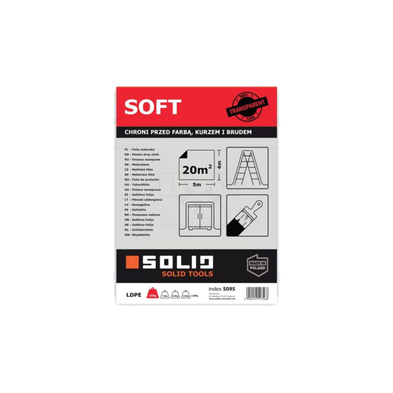 Folie LDPE; Lung: 5m; Lăţ: 4m; transparentă; SOFT