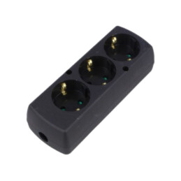Conector: alimentare AC; mamă; spliter; 2P+PE; 250VAC; 16A; neagră