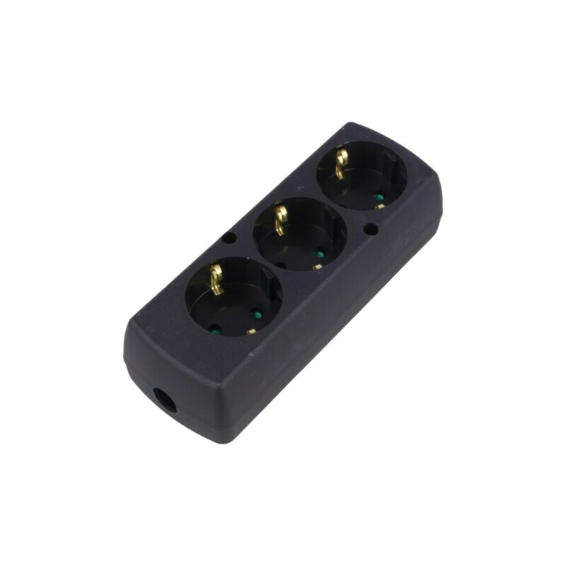 Conector: alimentare AC; mamă; spliter; 2P+PE; 250VAC; 16A; neagră