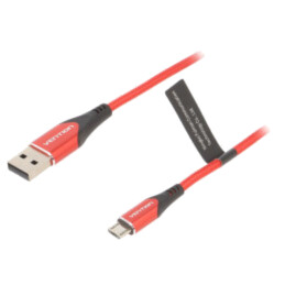 Cablu; USB 2.0; USB A mufă,USB B micro mufă; 1m; roşu; 480Mbps