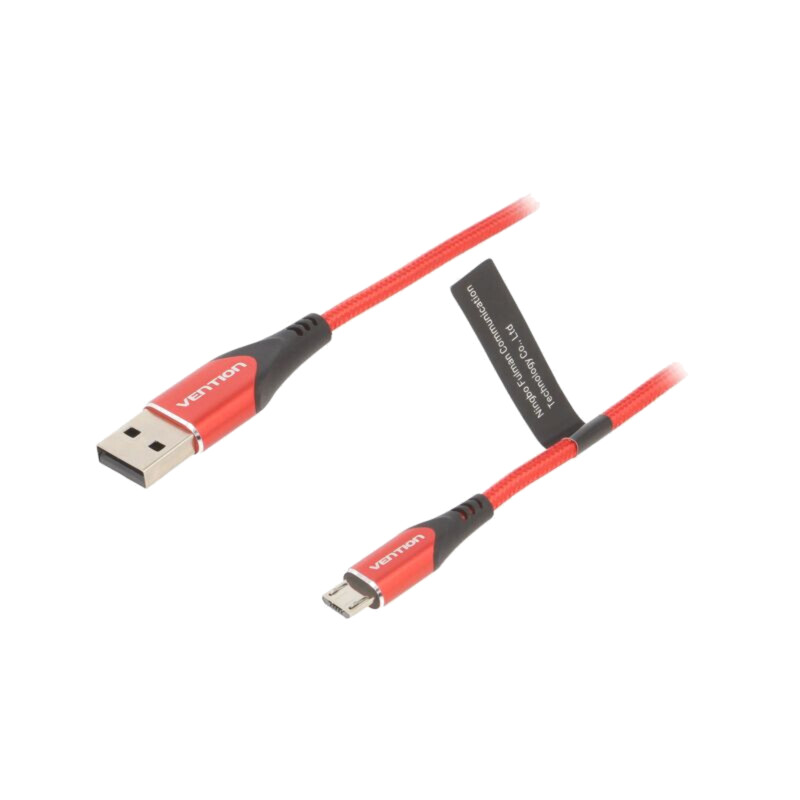 Cablu; USB 2.0; USB A mufă,USB B micro mufă; 1m; roşu; 480Mbps