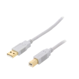 Cablu; USB 2.0; USB A mufă,USB B mufă; aurit; 1,8m; gri; Fire: Cu