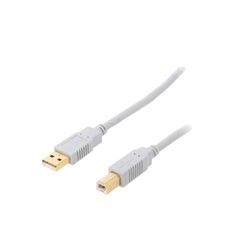 Cablu; USB 2.0; USB A mufă,USB B mufă; aurit; 1,8m; gri; Fire: Cu