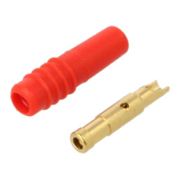Conector: banană 1mm; soclu; 6A; 30VAC; 60VDC; roşie; Placare: aurit