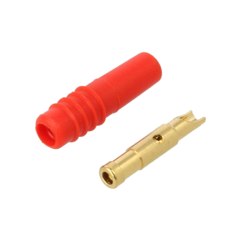 Conector: banană 1mm; soclu; 6A; 30VAC; 60VDC; roşie; Placare: aurit