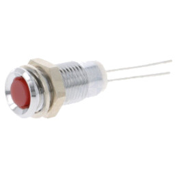 Lampă de control: LED; convex; roşie; Ø8mm; pt.PCB; alamă; ØLED: 5mm
