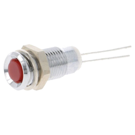 Lampă de control: LED; convex; roşie; Ø8mm; pt.PCB; alamă; ØLED: 5mm