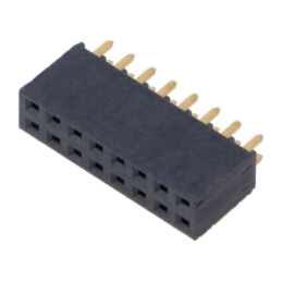 Conector: şiruri pini; mamă; PIN: 16; 2,54mm; aurit; THT; soclu