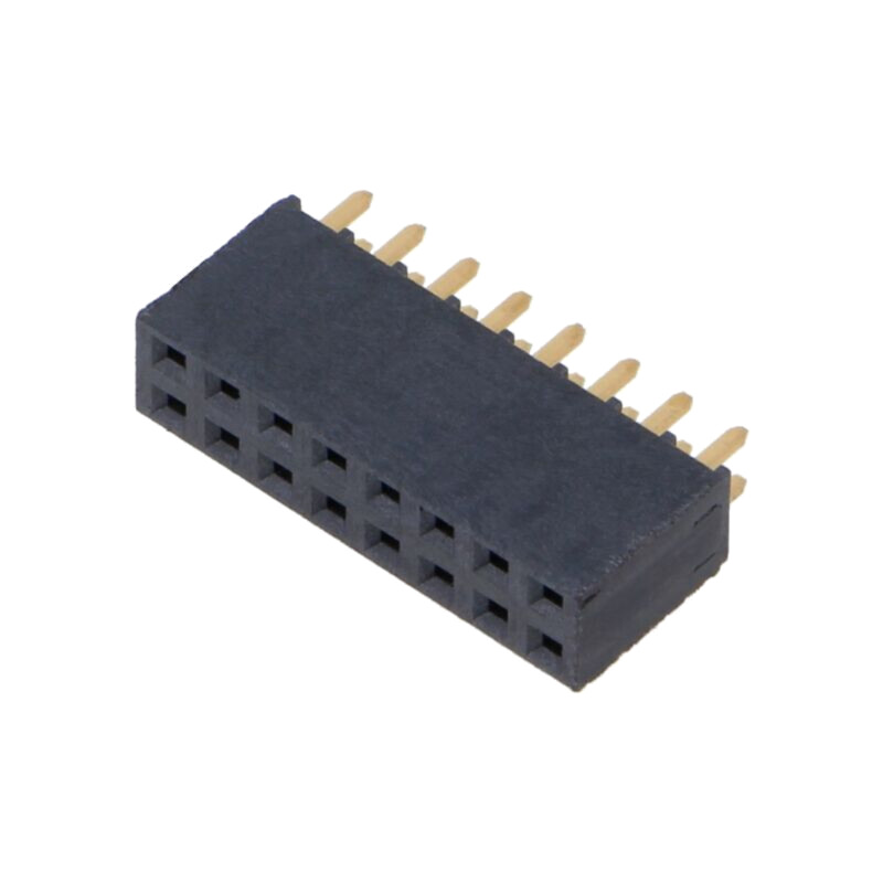 Conector: şiruri pini; mamă; PIN: 16; 2,54mm; aurit; THT; soclu