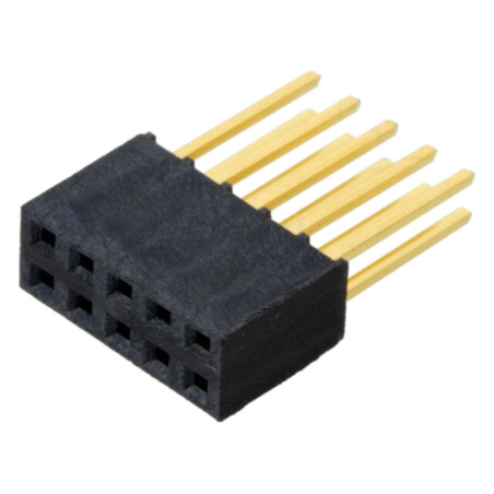 Conector: şiruri pini; mamă; PIN: 10; 2,54mm; aurit; THT; soclu