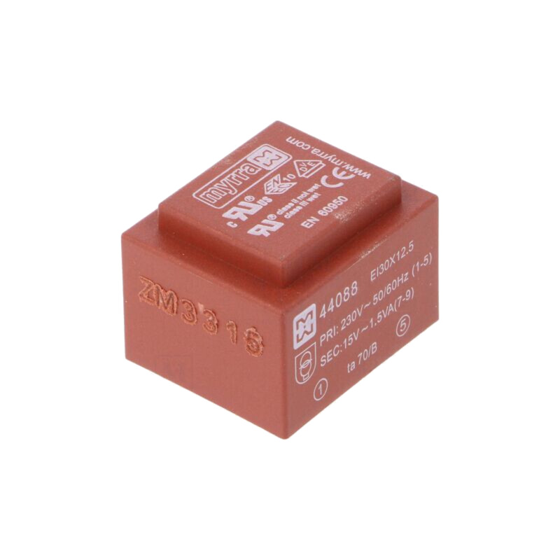 Transformator: încapsulat; 1,5VA; 230VAC; 15V; 100mA; PCB