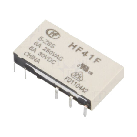 Releu: electromagnetic; SPDT; Ubobină: 5VDC; 6A; 6A/250VAC; HF41F