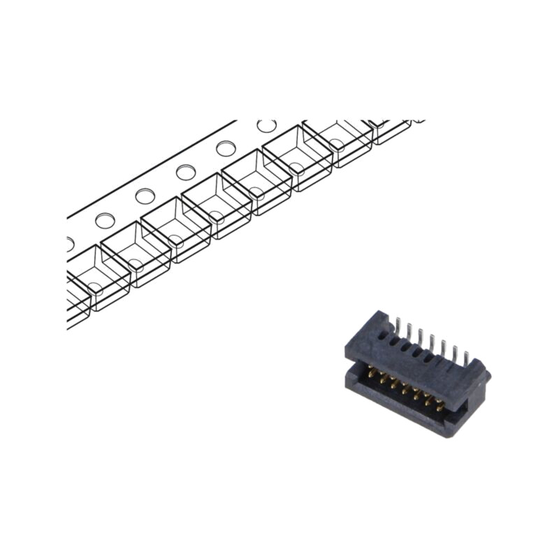 Conector: PCB-PCB; tată; PIN: 14; 1,27mm; TFM; aurit; SMT; soclu; 3,7A Conector: PCB-PCB; tată; PIN: 14; 1,27mm; TFM; aurit; SMT; soclu; 3,7A