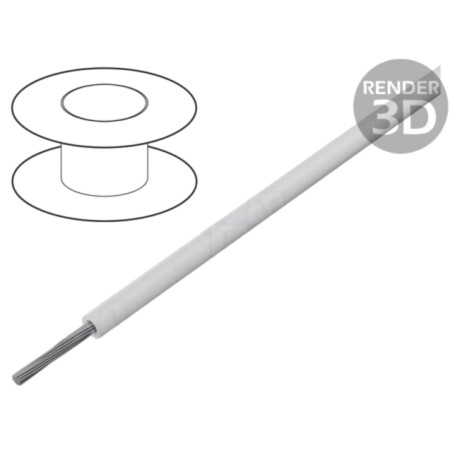 Cablu; litat; Cu; 24AWG; TFE; alb; 600V; 30m; CPR: fără clasificare